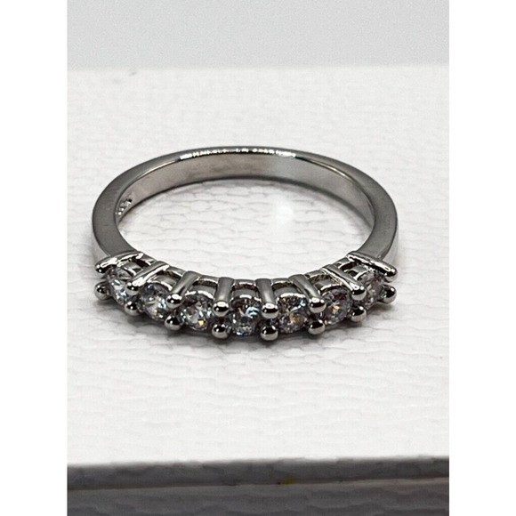 Sterling Quartz and Cubic Zirconia Sparkle CZ Half Dome Ring - Picture 1 of 3
